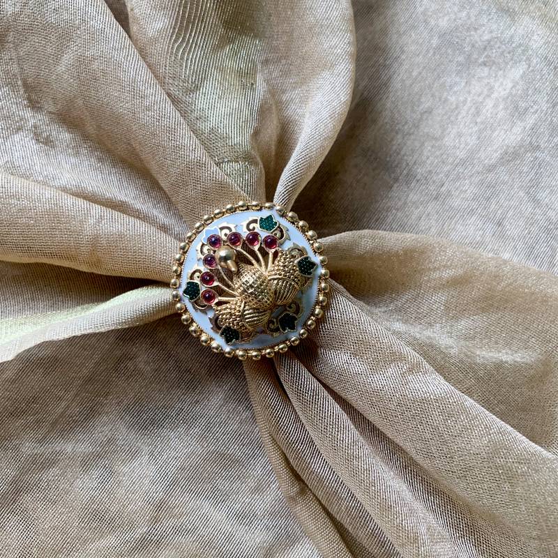 stylish traditional ethnic adjustable peacock design finger ring for women & girls 