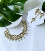 traditional pearl kundan studded floral necklace jewellery set