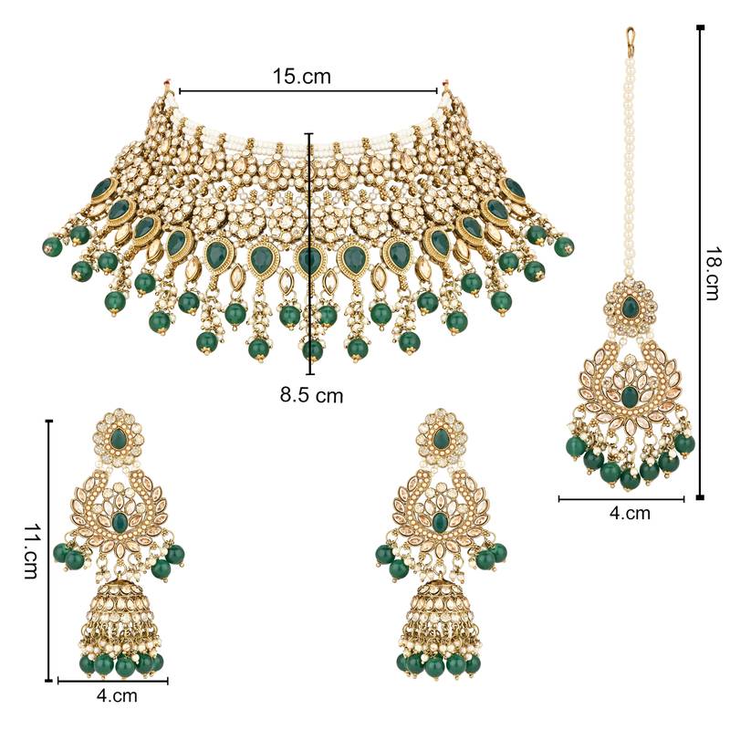 stylish traditional handcrafted heavy look kundan & pearls bridal choker necklace jewellery set 