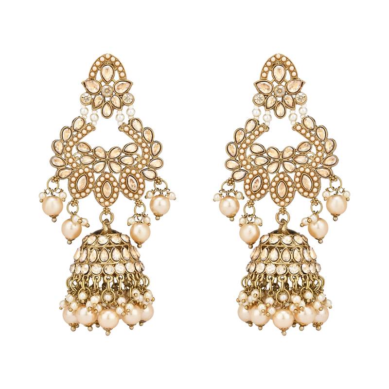 stylish traditional kundan & pearl drops bridal choker necklace jewellery set