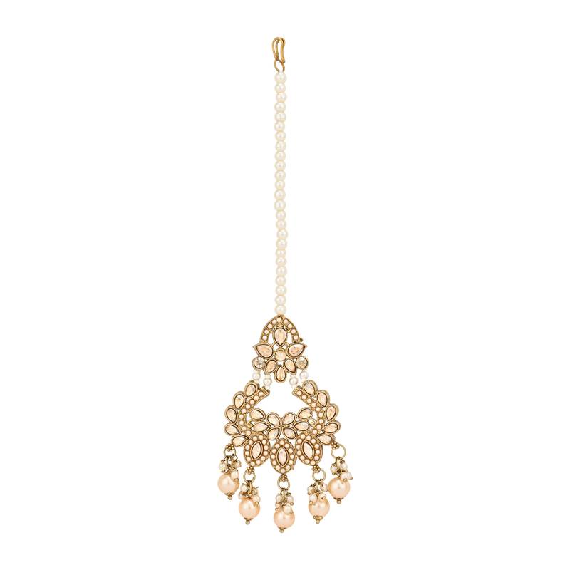 stylish traditional kundan & pearl drops bridal choker necklace jewellery set