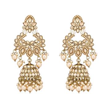 stylish traditional kundan & pearl drops bridal choker necklace jewellery set 6