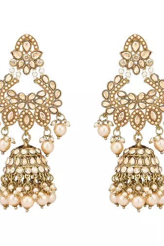 stylish traditional kundan & pearl drops bridal choker necklace jewellery set