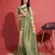 Green silk blend Blend Saree With Unstitched Blouse Piece