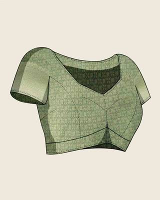 Green silk blend Blend Saree With Unstitched Blouse Piece 5