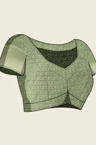 Green silk blend Blend Saree With Unstitched Blouse Piece