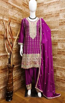 WINE COLOR CHINON EMBROIDERED SALWAR KAMEEZ 3