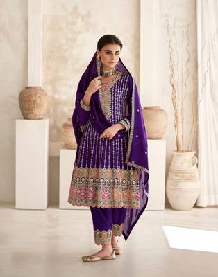 PURPLE CHINON EMBROIDERED SALWAR KAMEEZ 4