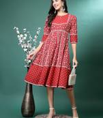 Women maroon color printed a-line kurta