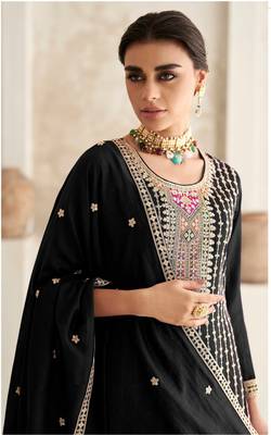 BLACK COLOR CHINON EMBROIDERED SALWAR KAMEEZ 2