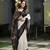 Beige matka silk black taidai jacquard saree