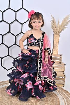 Blue Embroidery Lehnga Printed Choli 1