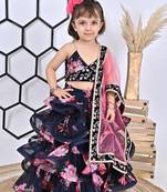 Blue Embroidery Lehnga Printed Choli