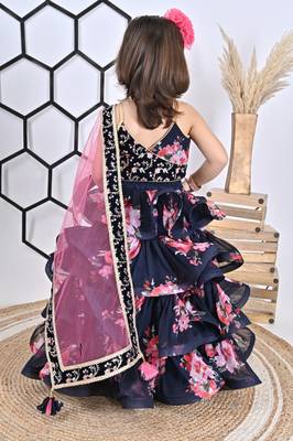 Blue Embroidery Lehnga Printed Choli 4