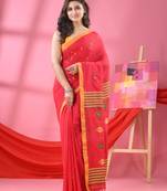 Red cotton all body buti handloom saree