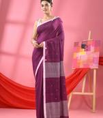 Purple cotton all body plus buti handloom saree