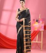 Black cotton all body buti handloom saree