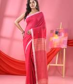 Rouge pink cotton all body ball buti handloom saree