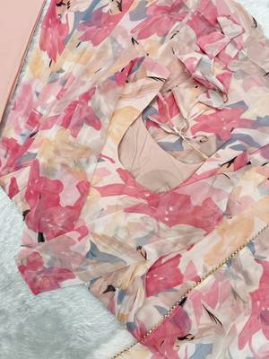 Fox Georgette Multi Floral Print Fabric Fully Flair Anarkali, With Duppta, Pent 9