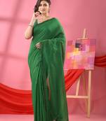 Green cotton molmol handloom saree