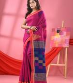 Fandango pink cotton blend handloom saree