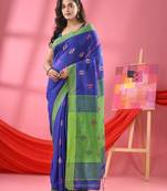 Blue cotton blend all body buti handloom saree