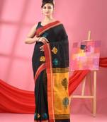 Black cotton blend jacquard work handloom saree