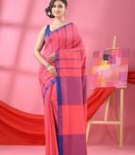 Peach cotton handloom saree