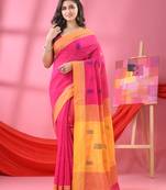 Pink cotton blend all body buti handloom saree