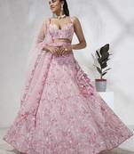 Pink Georgette Sequins and thread embroidery Lehenga choli & Dupatta