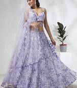 Lavender Georgette Sequins and thread embroidery Semi-Stitched Lehenga choli & Dupatta