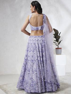 Lavender Georgette Sequins and thread embroidery Lehenga choli & Dupatta 4