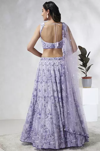Lavender Georgette Sequins and thread embroidery Lehenga choli & Dupatta