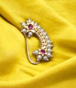 Gilded mosaic: the opulence of gold-plated nose rings with artificial stones and beads