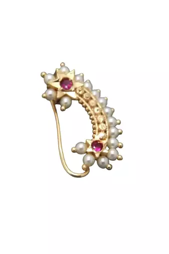 Gilded mosaic: the opulence of gold-plated nose rings with artificial stones and beads