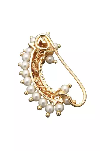 Gilded mosaic: the opulence of gold-plated nose rings with artificial stones and beads
