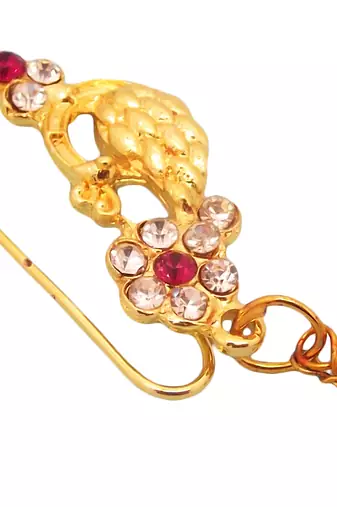 Glamorous golden aura: exquisite artificial stone and beads gold-plated nose ring