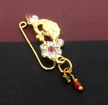 Glamorous golden aura: exquisite artificial stone and beads gold-plated nose ring 3