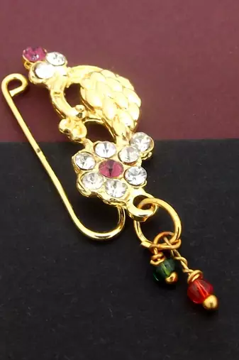 Glamorous golden aura: exquisite artificial stone and beads gold-plated nose ring