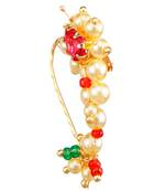 Gilded splendor: gold-plated nose ring adorned with artificial stones and beads