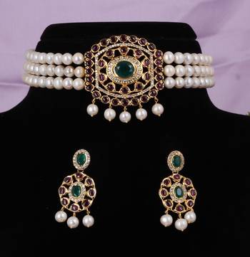 Natural fresh water pearls choker set with certificate 1