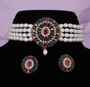 Natural fresh water pearls choker set with certificate 1