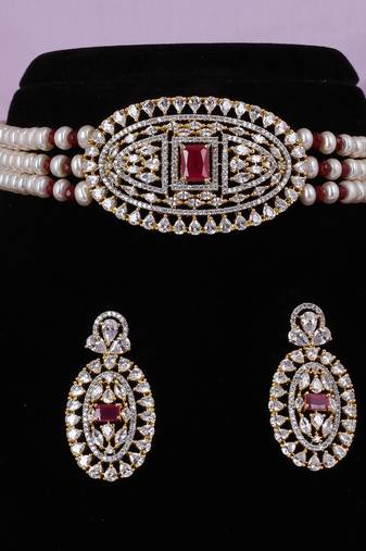 Natural fresh water pearls choker set with certificate