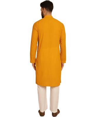 Myellow chikankari embroidery cotton kurta with cotton aligarh pajama by treemoda 2