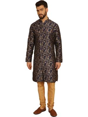 Bluegolden silk brocit embroidery work silk brocit kurta with silk churidar pajama by treemoda 1