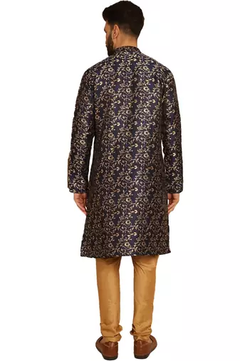 Bluegolden silk brocit embroidery work silk brocit kurta with silk churidar pajama