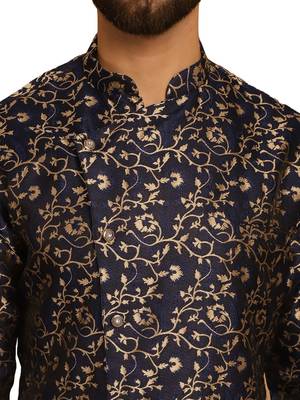 Bluegolden silk brocit embroidery work silk brocit kurta with silk churidar pajama by treemoda 4
