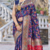 Blue Kashmiri Pashmina Style Blend Cotton Weaving Saree With Blouse