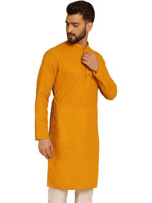 Myellow chikankari embroidery cotton kurta by treemoda 1