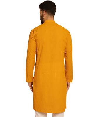 Myellow chikankari embroidery cotton kurta by treemoda 2